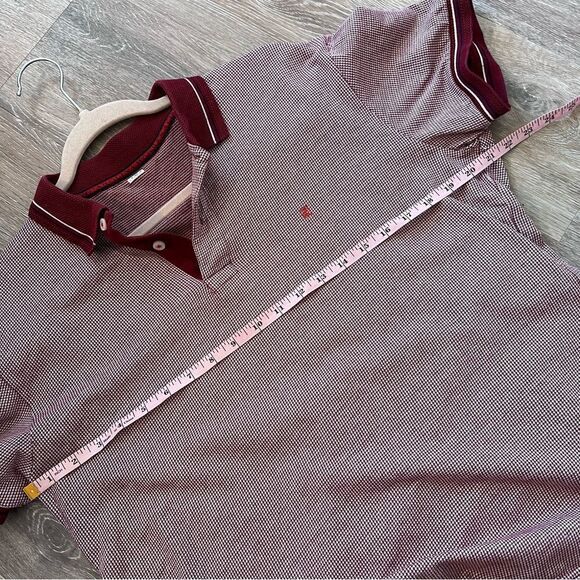 Carolina Herrera maroon houndstooth print polo shirt men’s size S - Picture 8 of 8
